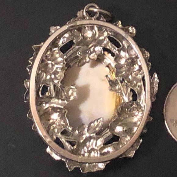 Silver Banded Amethyst Pewter Vintage Necklace Pendant Crystal Witch Goth Purple - Picture 5 of 5